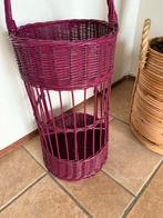 Vintage Paars Riet Wijnrekje/Mand, Ophalen, Gebruikt, Mand, Rond