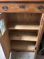 Grenen kastje met lade en glas in lood, Antiek en Kunst, Antiek | Meubels | Kasten, Ophalen