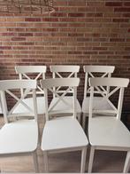 6x IKEA Ingolf stoelen wit – met kussens, Huis en Inrichting, Stoelen, Ophalen, Gebruikt, Wit, Vijf, Zes of meer stoelen