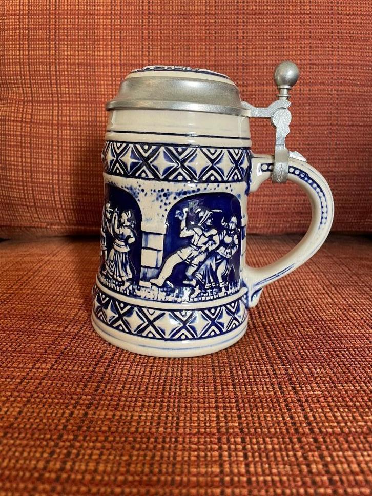 WMF: originele Beierse bierkruik met tinnen deksel, Antiek en Kunst, Antiek | Keramiek en Aardewerk, Verzenden