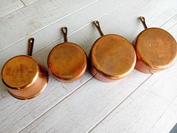 4 koperen pan pannetjes sauspannetjes in prima staat beschikbaar voor biedingen