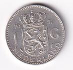 1 Gulden 1957 met randtikje, Postzegels en Munten, Munten | Nederland, 1 gulden, Koningin Juliana, Verzenden, Zilver