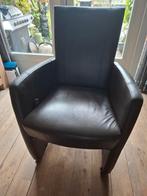 Bruine leren stoel met wieltjes, Huis en Inrichting, Gebruikt, Minder dan 75 cm, Ophalen of Verzenden, Metaal