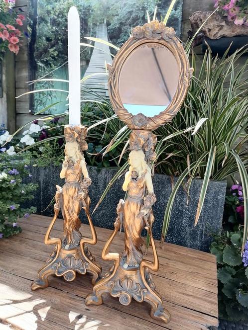 Art deco stijl set, Huis en Inrichting, Woonaccessoires | Kandelaars en Kaarsen, Zo goed als nieuw, Kandelaar, Minder dan 25 cm