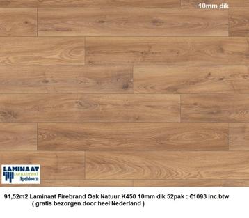 91,52m2 Laminaat Firebrand Oak 10mm dik 52pak = €1093  beschikbaar voor biedingen