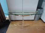 Mooie glazen side table met messing/gouden details, Huis en Inrichting, Ophalen, 100 tot 150 cm, Klassiek, Zo goed als nieuw
