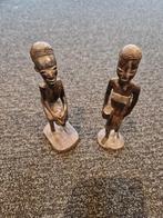 Afrikaanse Houten Beeldjes - Man en Vrouw, Antiek en Kunst, Kunst | Niet-Westerse kunst, Ophalen of Verzenden