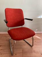 Gispen buizenframe fauteuil - opnieuw gestoffeerd, Huis en Inrichting, Stoelen, Ophalen, Zo goed als nieuw, Metaal, Eén