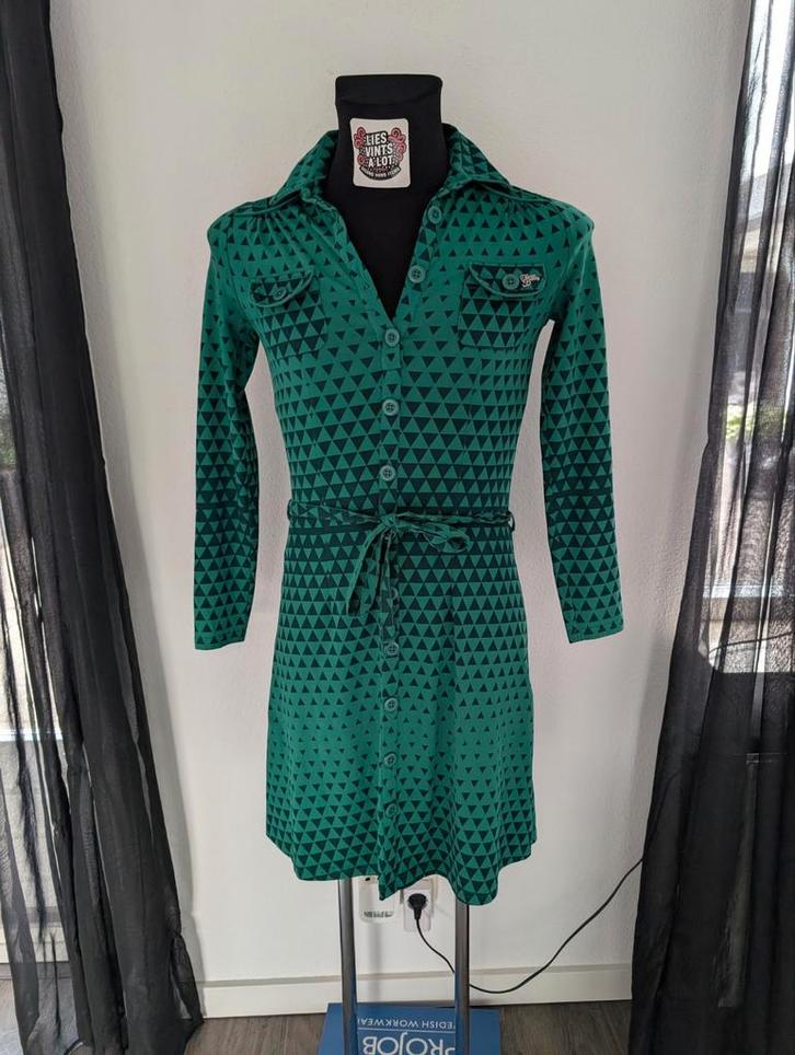 King Louie Jurk, Kleding | Dames, Jurken, Zo goed als nieuw, Maat 38/40 (M), Groen, Knielengte, Ophalen of Verzenden