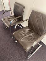 Klöber Lederen vergader stoelen, Ophalen, Gebruikt, Twee, Bruin