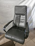 Draaibare grijs leren elektrische relaxfauteuil, Huis en Inrichting, Fauteuils, Ophalen, Gebruikt, Metaal, 50 tot 75 cm