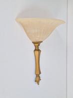 Vintage albast natuursteen wandlamp messing ’70 Regency lamp, Gebruikt, Ophalen of Verzenden, Metaal, Regecy vintage