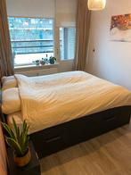 Ikea Brimnes 160x200 zwart lades incl. lattembodems, Huis en Inrichting, Slaapkamer | Bedden, 160 cm, Gebruikt, Ophalen of Verzenden