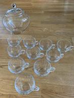 Bowlset geslepen glas met 9 glazen jaren 50 vintage, Antiek en Kunst, Antiek | Glas en Kristal, Ophalen of Verzenden