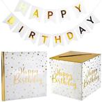Slinger, moneybox en gastenboek Happy Birthday, Versiering, Verjaardag, Nieuw, Ophalen of Verzenden