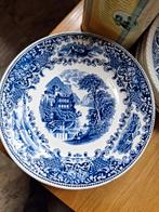 Vintage Blauw Bord met Landschap, Ophalen, Gebruikt, Bord(en), Overige stijlen