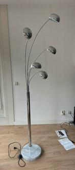 Vloerlamp chrome met 5 lichtpunten en marmeren voet, Ophalen, Zo goed als nieuw