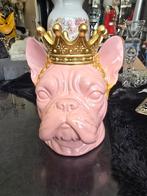 Roze hond met goudkleurige kroon, Verzamelen, Beelden en Beeldjes, Ophalen of Verzenden, Zo goed als nieuw, Dier