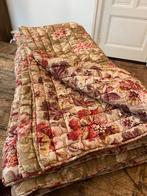 Zware doorgestikte brocante sleetse deken/plaid warme kleur, Antiek en Kunst, Ophalen of Verzenden