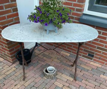 Antiek Marmeren Tuin/Balkon Tafeltje beschikbaar voor biedingen