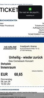 Unheilig concert Hamburg 8-1-2026, Tickets en Kaartjes, Concerten | Pop, Twee personen