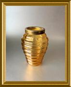 Oud glazen lepelvaasje: amberkleurig glas, Antiek en Kunst, Antiek | Glas en Kristal, Ophalen of Verzenden