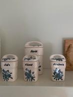 4 mooie blauw/ witte brocante voorraadpotten, Ophalen of Verzenden