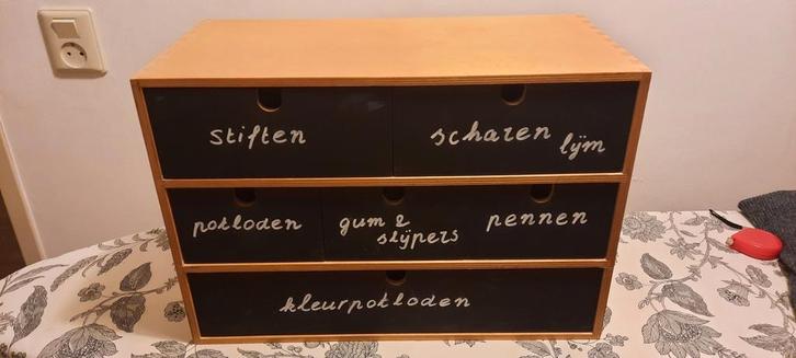 Moppe ladekast (ikea) incl.teken en kleur spullen, Hobby en Vrije tijd, Tekenen, Zo goed als nieuw, Potlood of Stift, Ophalen
