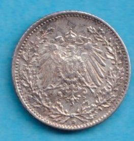 (KE134) Duitsland 0,5 mark 1915 D, Postzegels en Munten, Munten | Europa | Niet-Euromunten, Losse munt, Duitsland, Zilver, Verzenden