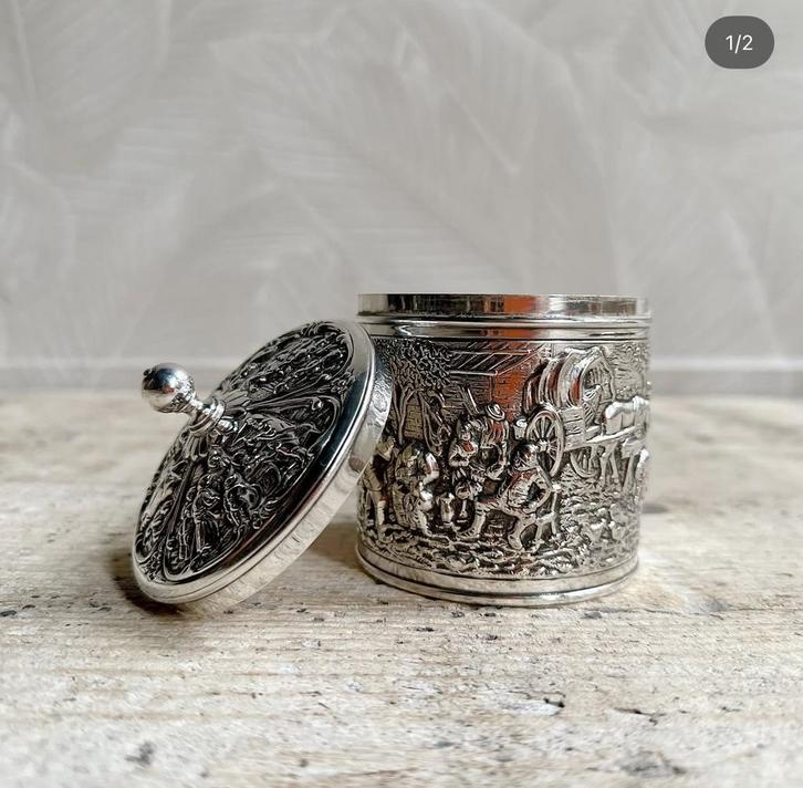 Vintage Douwe Egberts verzilverde theebus, Antiek en Kunst, Antiek | Keukenbenodigdheden, Ophalen of Verzenden