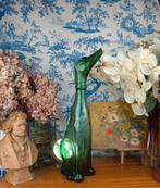 Groene glazen karaf hond jaren 50 Empoli Italië, Ophalen of Verzenden