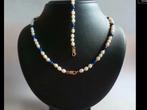 Vintage gouden set ketting/ armband Parels Lapis Lazuli 14 k, Sieraden, Tassen en Uiterlijk, Kettingen, Verzenden, Zo goed als nieuw