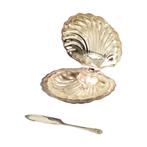 Vintage Coquille Schelp Boterschaal Mes Verzilverd Metaal, Antiek en Kunst, Ophalen of Verzenden