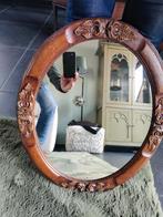 Ovale spiegel met prachtig houtsnijwerk, Huis en Inrichting, Ophalen, Gebruikt, Minder dan 100 cm, Ovaal