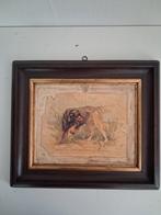 Vintage Dierenprint. Jachthond., Ophalen of Verzenden, Minder dan 50 cm, Schilderij, Minder dan 50 cm