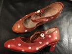 Vintage kinder hak schoen rode met witte stippen plm maat 25, Ophalen, Gebruikt, Meisje, Schoenen