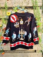 Super unieke vintage geborduurd notenkraker kerst trui, Ophalen of Verzenden, Zo goed als nieuw, Maat 42/44 (L), Zwart