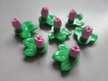 nr. 7561, Roze tulpjes op blaadjes. beschikbaar voor biedingen