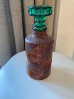 Zeldzame Mid - Century Empoli Karaf met Leren Bekleding, Antiek en Kunst, Ophalen