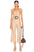 Staud Linnen Jumpsuit Beige Maat S incl ceintuur, Info@staud.clothing, Verzenden, Beige, Staud