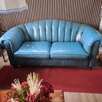 lederen bankstel blauw, Huis en Inrichting, Banken | Bankstellen, Gebruikt, 150 tot 200 cm, Ophalen of Verzenden, Rechte bank