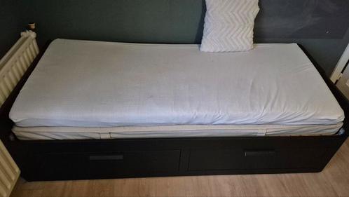 Ikea brimnes bedbank zwart incl 2 matrassen, Huis en Inrichting, Slaapkamer | Bedden, Zo goed als nieuw, Tweepersoons, 80 cm, 200 cm