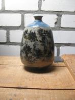 Handgemaakte zand-zwart-blauw (sier) vaas-pot met dekseltje, Ophalen of Verzenden