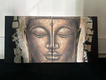 Tweeluik schilderij Boeddha - 100x100 cm per schilderij beschikbaar voor biedingen