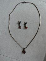 Zilveren Ketting met Oorbellen, Ophalen of Verzenden, Gebruikt, Zilver, Met edelsteen