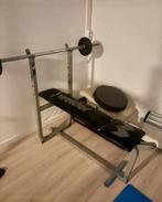 Fitness bank met stang en gewichten, Ophalen of Verzenden, Zo goed als nieuw, Fitnessbank