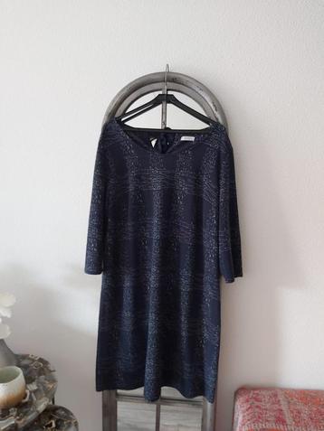 Zachte sweater stof jurk donkerblauw wit rood A lijn 44 46 beschikbaar voor biedingen