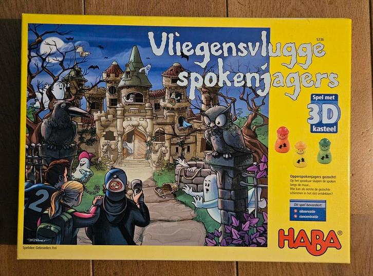 Vliegensvlugge spokenjagers - HABA, Hobby en Vrije tijd, Gezelschapsspellen | Bordspellen, Zo goed als nieuw, Een of twee spelers