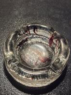 Vintage Kunstglas Asbak met Rode en Zilveren Wervelingen, Ophalen of Verzenden