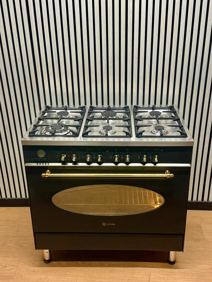 Luxe M-System 6 pits Fornuis multifunctioneel 90x60 cm, Witgoed en Apparatuur, Fornuizen, Refurbished, Vrijstaand, Gas, 5 kookzones of meer